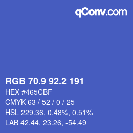 カラーコード: RGB 70.9 92.2 191 | qconv.com