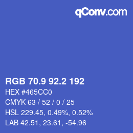 カラーコード: RGB 70.9 92.2 192 | qconv.com