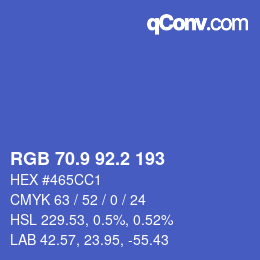 カラーコード: RGB 70.9 92.2 193 | qconv.com