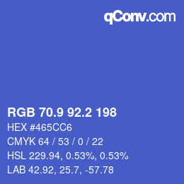 カラーコード: RGB 70.9 92.2 198 | qconv.com