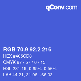 カラーコード: RGB 70.9 92.2 216 | qconv.com