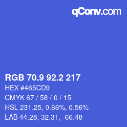 カラーコード: RGB 70.9 92.2 217 | qconv.com