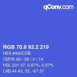 カラーコード: RGB 70.9 92.2 219 | qconv.com