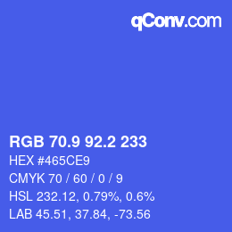 カラーコード: RGB 70.9 92.2 233 | qconv.com
