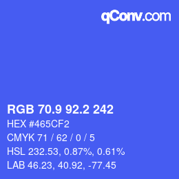 カラーコード: RGB 70.9 92.2 242 | qconv.com