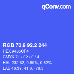 カラーコード: RGB 70.9 92.2 244 | qconv.com
