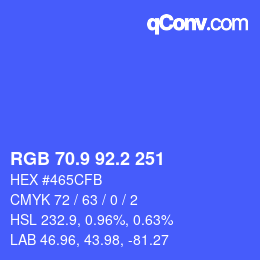 カラーコード: RGB 70.9 92.2 251 | qconv.com