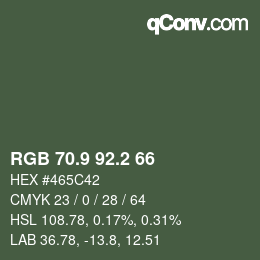 カラーコード: RGB 70.9 92.2 66 | qconv.com