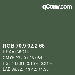 Color code: RGB 70.9 92.2 68 | qconv.com