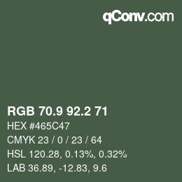 カラーコード: RGB 70.9 92.2 71 | qconv.com
