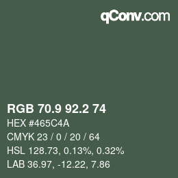 Color code: RGB 70.9 92.2 74 | qconv.com
