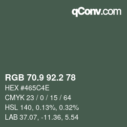 Color code: RGB 70.9 92.2 78 | qconv.com