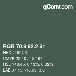 カラーコード: RGB 70.9 92.2 81 | qconv.com