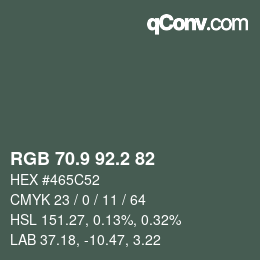 Color code: RGB 70.9 92.2 82 | qconv.com