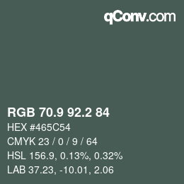 カラーコード: RGB 70.9 92.2 84 | qconv.com