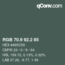 カラーコード: RGB 70.9 92.2 85 | qconv.com