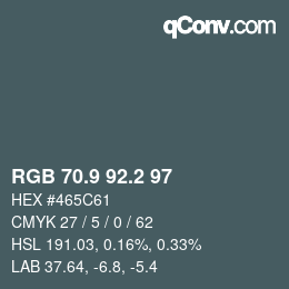 Color code: RGB 70.9 92.2 97 | qconv.com