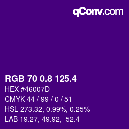 カラーコード: RGB 70 0.8 125.4 | qconv.com