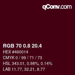カラーコード: RGB 70 0.8 20.4 | qconv.com