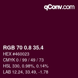 カラーコード: RGB 70 0.8 35.4 | qconv.com