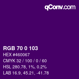 カラーコード: RGB 70 0 103 | qconv.com