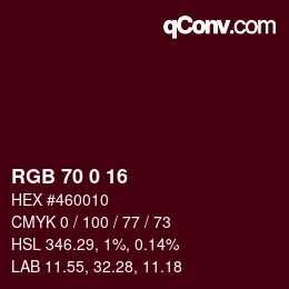 カラーコード: RGB 70 0 16 | qconv.com