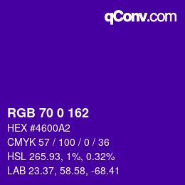 Color code: RGB 70 0 162 | qconv.com