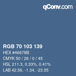 Color code: RGB 70 103 139 | qconv.com