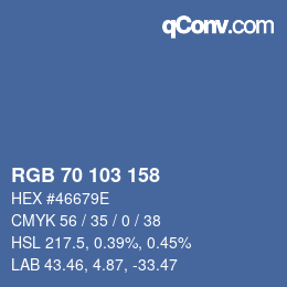 カラーコード: RGB 70 103 158 | qconv.com