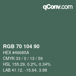 Farbcode: RGB 70 104 90 | qconv.com