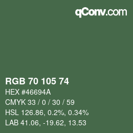 Color code: RGB 70 105 74 | qconv.com