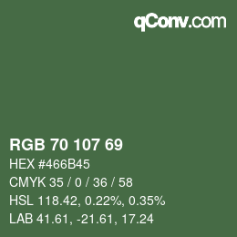 Farbcode: RGB 70 107 69 | qconv.com