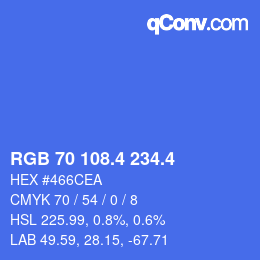 カラーコード: RGB 70 108.4 234.4 | qconv.com