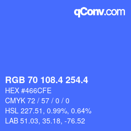 カラーコード: RGB 70 108.4 254.4 | qconv.com