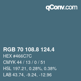 カラーコード: RGB 70 108.8 124.4 | qconv.com