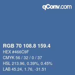 カラーコード: RGB 70 108.8 159.4 | qconv.com