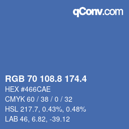 カラーコード: RGB 70 108.8 174.4 | qconv.com