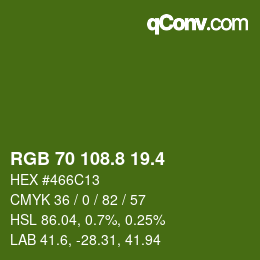 カラーコード: RGB 70 108.8 19.4 | qconv.com