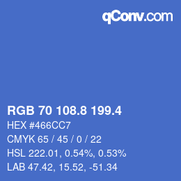 カラーコード: RGB 70 108.8 199.4 | qconv.com