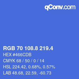 カラーコード: RGB 70 108.8 219.4 | qconv.com