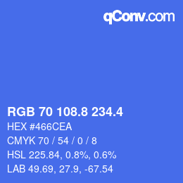 カラーコード: RGB 70 108.8 234.4 | qconv.com