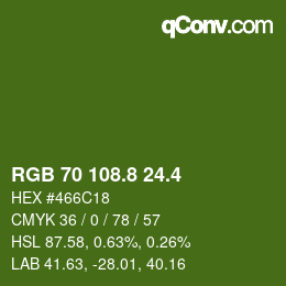 カラーコード: RGB 70 108.8 24.4 | qconv.com