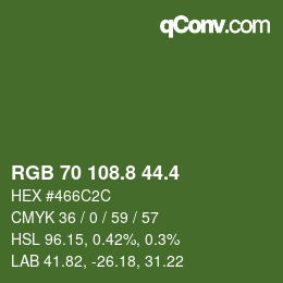 カラーコード: RGB 70 108.8 44.4 | qconv.com