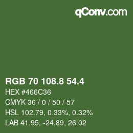 カラーコード: RGB 70 108.8 54.4 | qconv.com