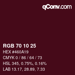 Color code: RGB 70 10 25 | qconv.com