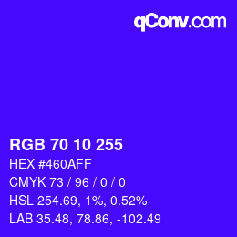 颜色代码: RGB 70 10 255 | qconv.com