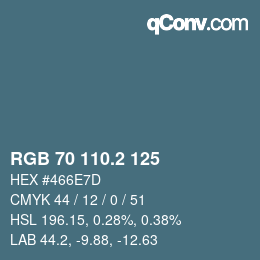 カラーコード: RGB 70 110.2 125 | qconv.com