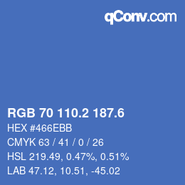 カラーコード: RGB 70 110.2 187.6 | qconv.com