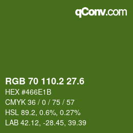 カラーコード: RGB 70 110.2 27.6 | qconv.com