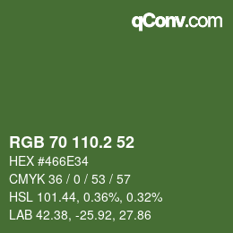 カラーコード: RGB 70 110.2 52 | qconv.com